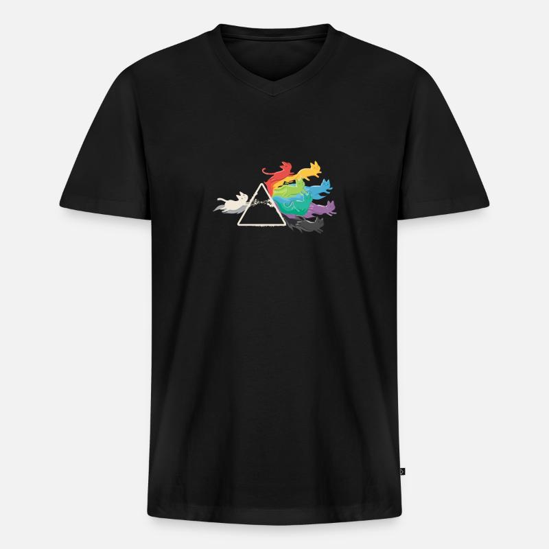 PRISMA RAINBOW CATS - Männer Premium Bio T-Shirt mit V-Ausschnitt - Schwarz
