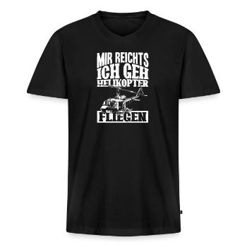 Mir reichts ich geh Helikopter fliegen Hubschraube - Männer Premium Bio T-Shirt mit V-Ausschnitt - Schwarz - Vorne - Nico (187cm)