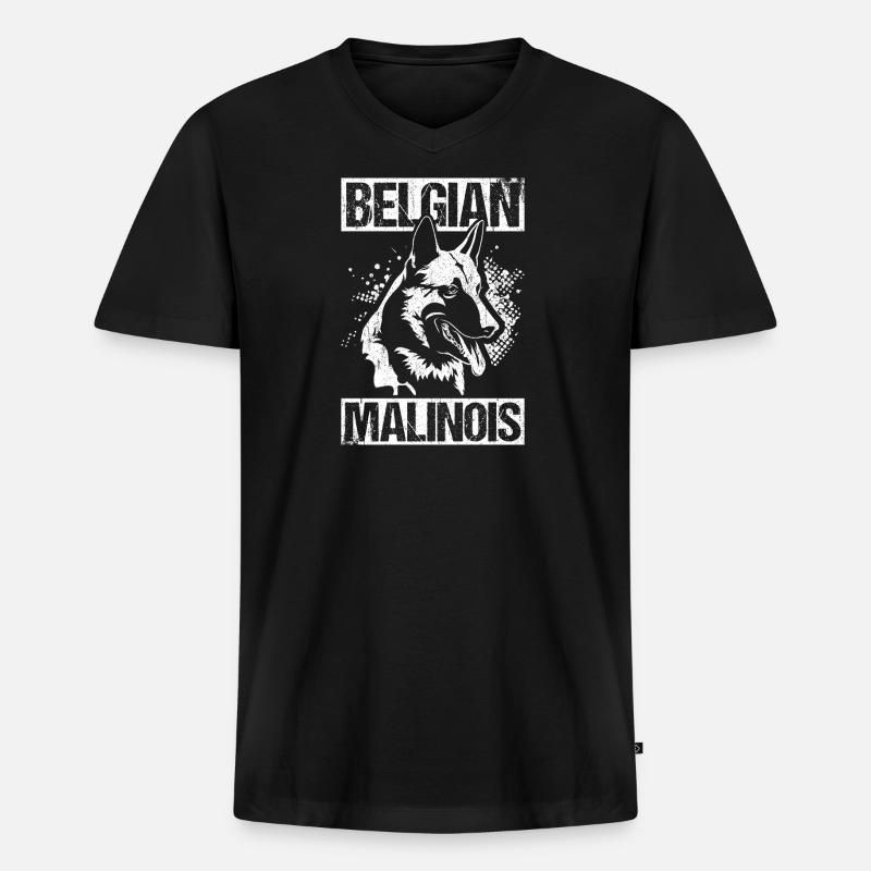 Belgian Malinois Hunde - Männer Premium Bio T-Shirt mit V-Ausschnitt - Schwarz