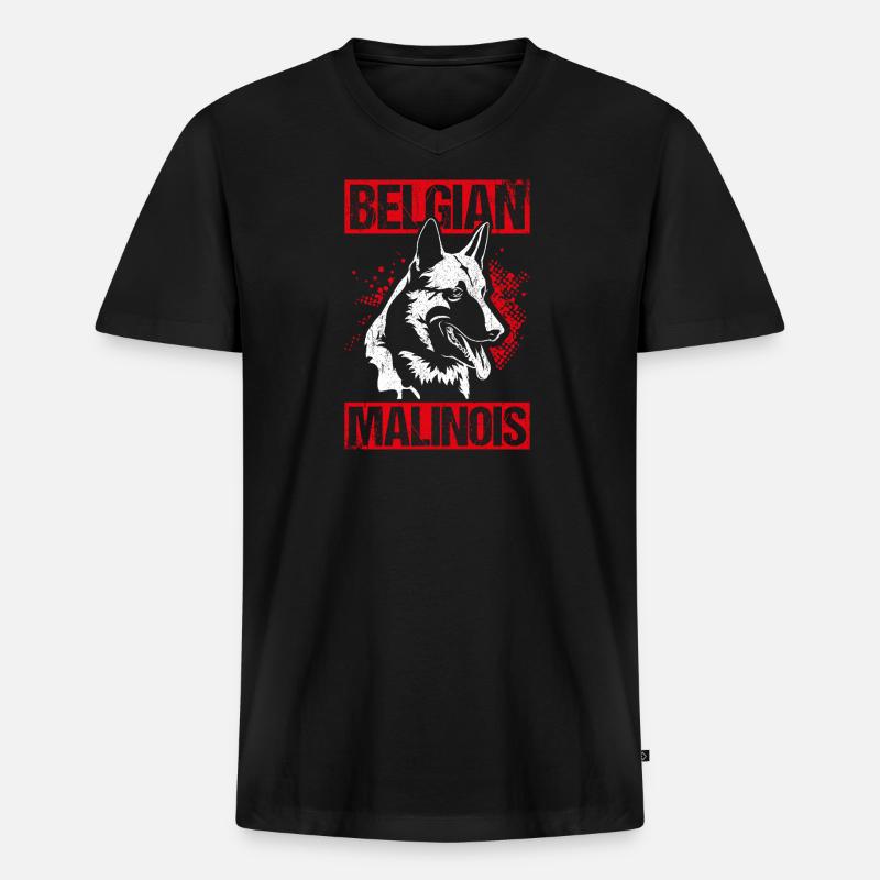 Belgian Malinois Hunde - Männer Premium Bio T-Shirt mit V-Ausschnitt - Schwarz