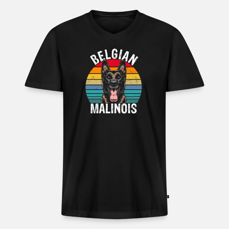 Belgian Malinois Hunde - Männer Premium Bio T-Shirt mit V-Ausschnitt - Schwarz