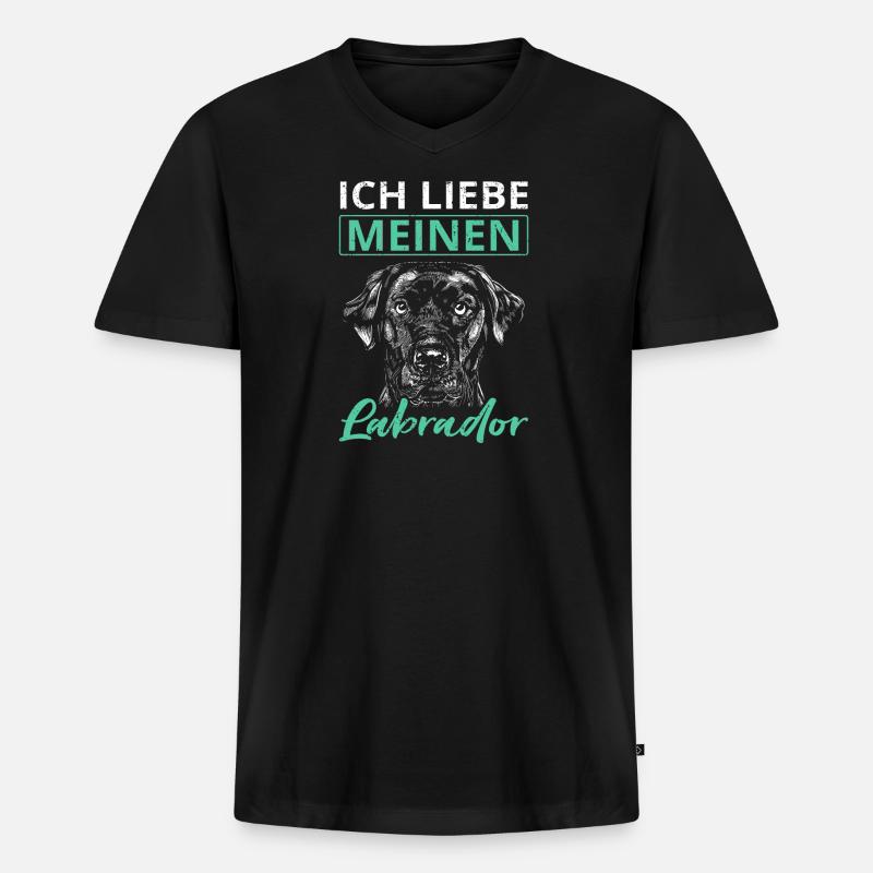 Labrador - Männer Premium Bio T-Shirt mit V-Ausschnitt - Schwarz