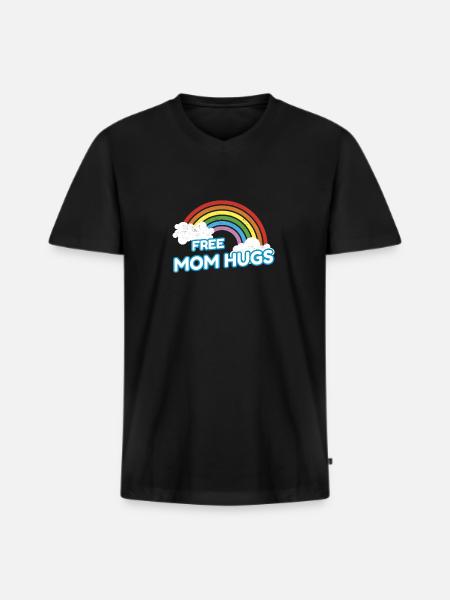Free Mom Hugs Rainbow - Men's Premium Organic T-shirt with V-neck - black