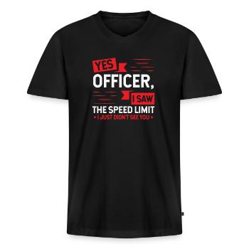 Yes Officer I Saw The Speed Limit Car Enthusiast - Männer Premium Bio T-Shirt mit V-Ausschnitt - Schwarz - Vorne - Nico (187cm)