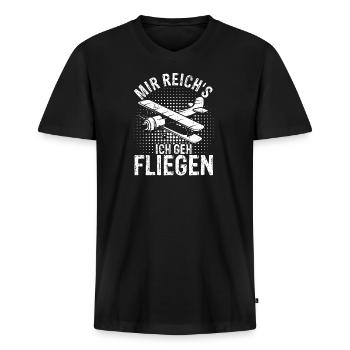 Helikopter Hubschrauber Spruch Abheben Flugzeug He - Männer Premium Bio T-Shirt mit V-Ausschnitt - Schwarz - Vorne - Nico (187cm)