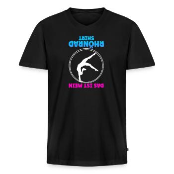 Turnen Rhönrad Turntrainer Gymnsatik Geschenk Turn - Männer Premium Bio T-Shirt mit V-Ausschnitt - Schwarz - Vorne - Nico (187cm)