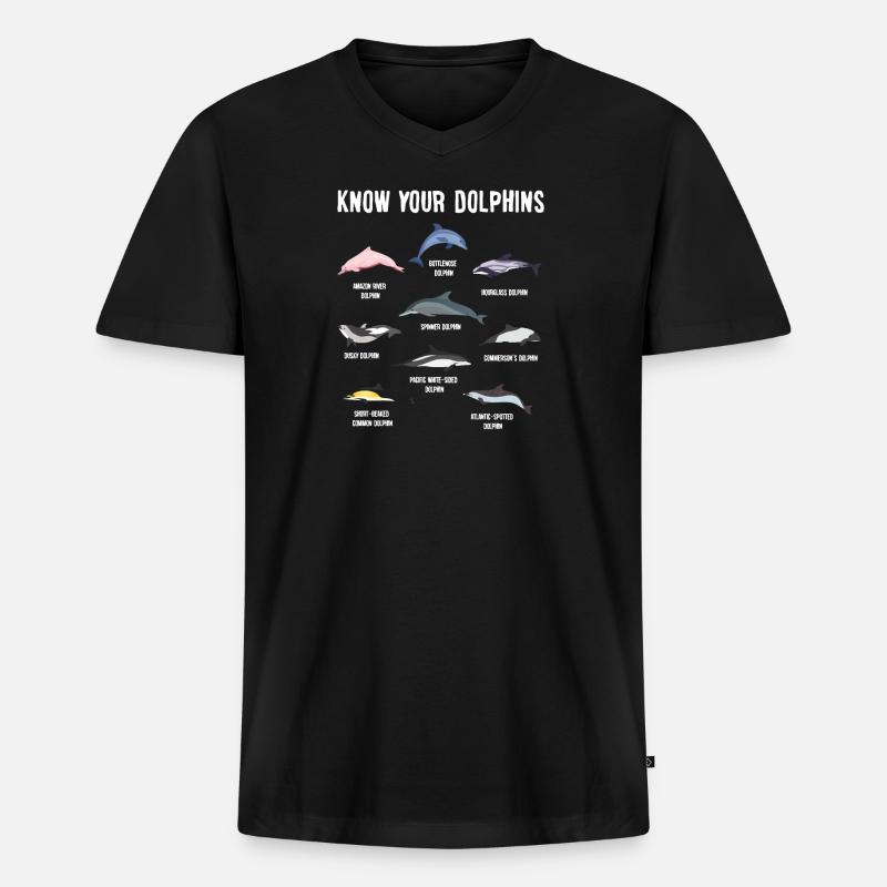 Delfin Arten Delphine Geschenk Ozean - Männer Premium Bio T-Shirt mit V-Ausschnitt - Schwarz