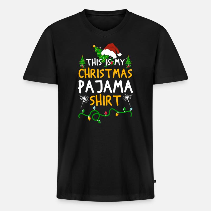 Weihnachtsmann Lebkuchen Rentier Winter - Männer Premium Bio T-Shirt mit V-Ausschnitt - Schwarz