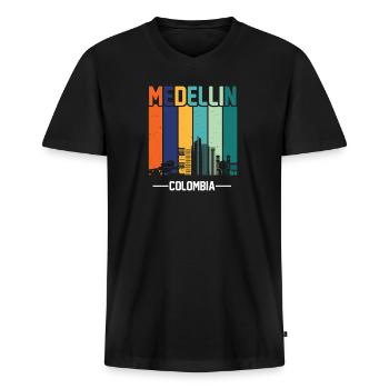 Medellín Colombie Colombie Cadeau Colombie - T-shirt encolure en V Premium bio Homme - noir - Devant - Nico (187cm)