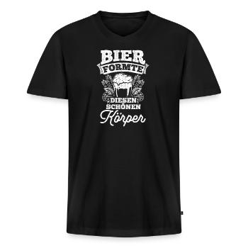 Bier Formte Diesen Schönen Körper Saufen Party Bie - Männer Premium Bio T-Shirt mit V-Ausschnitt - Schwarz - Vorne - Nico (187cm)