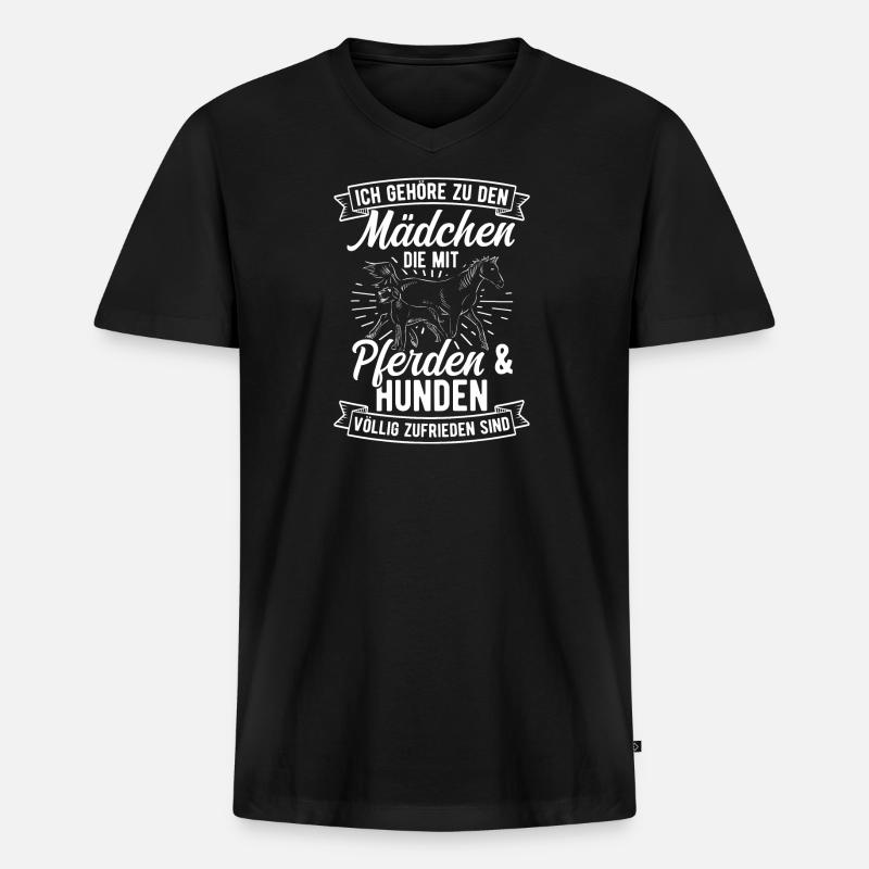 Pferde Hund Hundebesitzerin Reiterin Pferde Hundef - Männer Premium Bio T-Shirt mit V-Ausschnitt - Schwarz