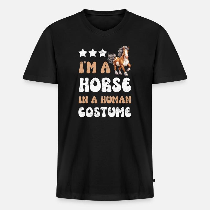 Pferd Pferde - Männer Premium Bio T-Shirt mit V-Ausschnitt - Schwarz