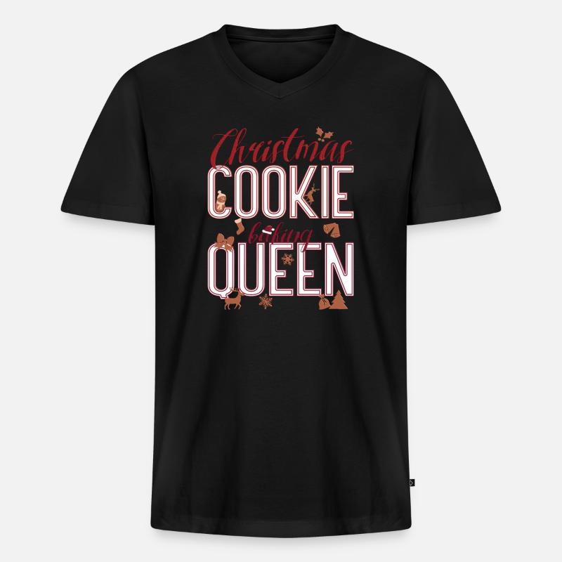 Christmas Cookie Baking Queen - Männer Premium Bio T-Shirt mit V-Ausschnitt - Schwarz