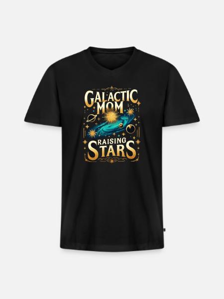 Galactic Mom Raising Stars - Men's Premium Organic T-shirt with V-neck - black