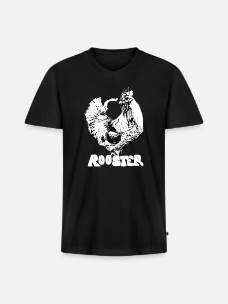 Rooster Silhouette mit Schrift - Männer Premium Bio T-Shirt mit V-Ausschnitt - Schwarz