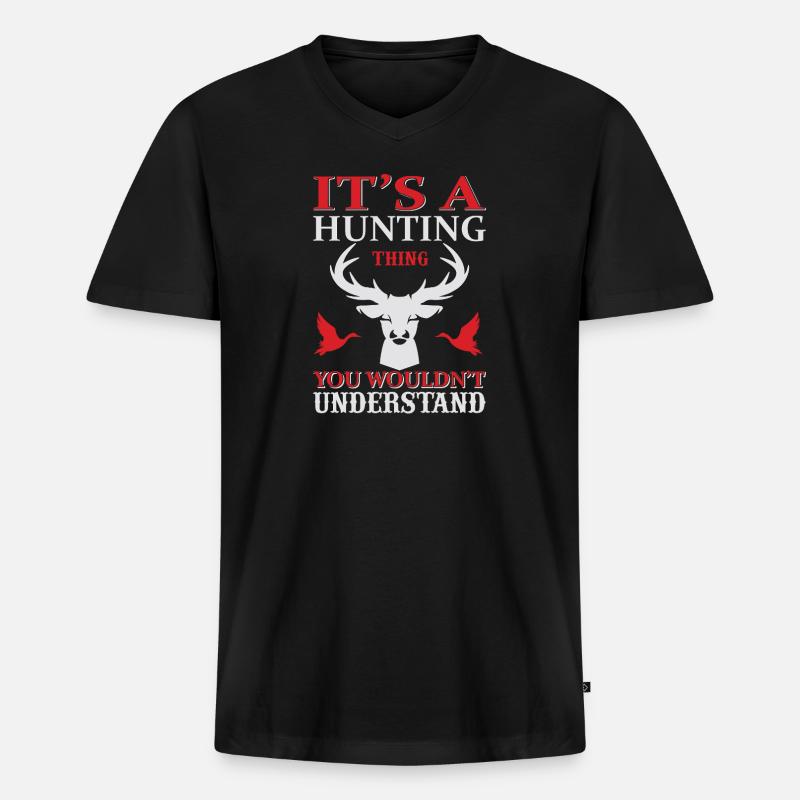 Es ist eine Sache unter Jägern - Männer Premium Bio T-Shirt mit V-Ausschnitt - Schwarz