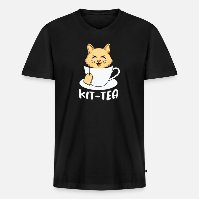 Kit Tea Time - Männer Premium Bio T-Shirt mit V-Ausschnitt - Schwarz
