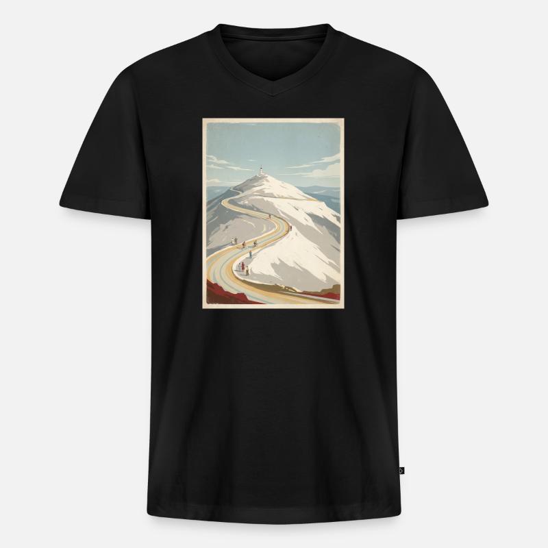 Ventoux Summit Road – Radfahrer-Erinnerung - Männer Premium Bio T-Shirt mit V-Ausschnitt - Schwarz