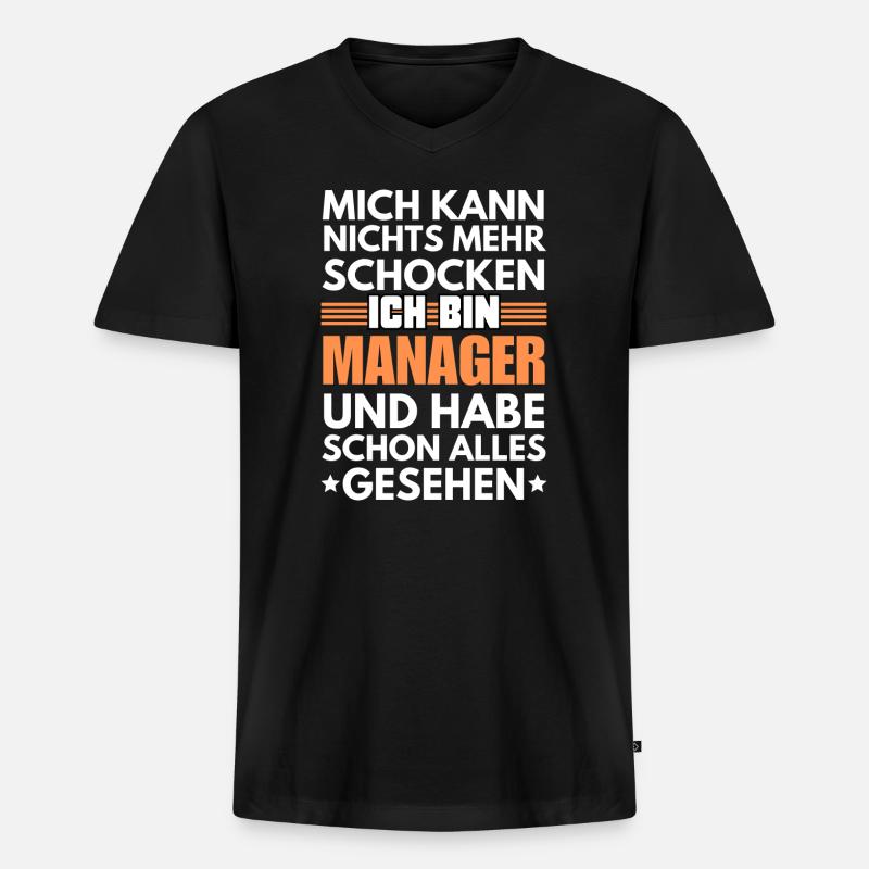 Nicht schockbarer Manager - Männer Premium Bio T-Shirt mit V-Ausschnitt - Schwarz