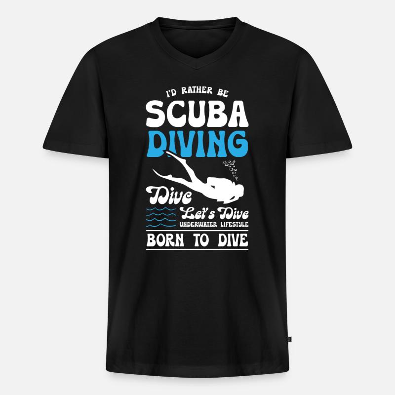 Born To Dive - Männer Premium Bio T-Shirt mit V-Ausschnitt - Schwarz