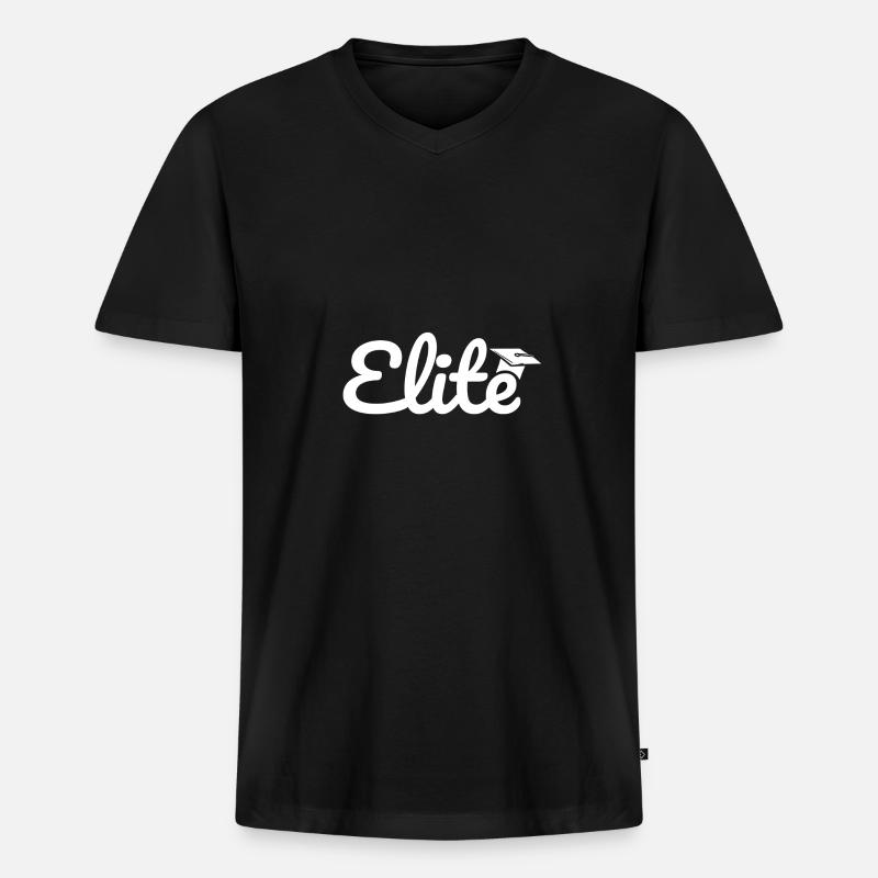 Elite - Männer Premium Bio T-Shirt mit V-Ausschnitt - Schwarz
