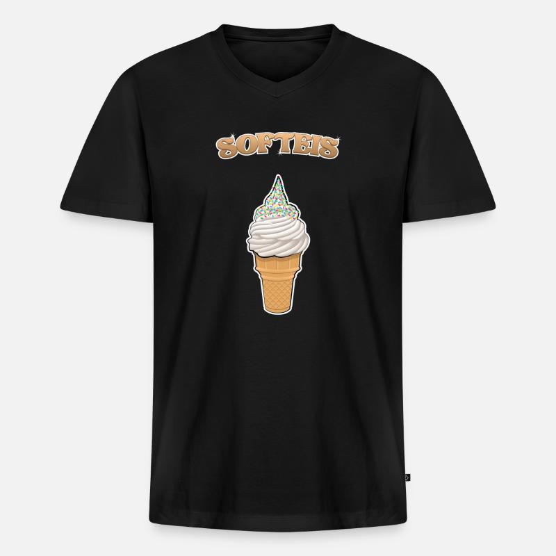Softeis - Männer Premium Bio T-Shirt mit V-Ausschnitt - Schwarz