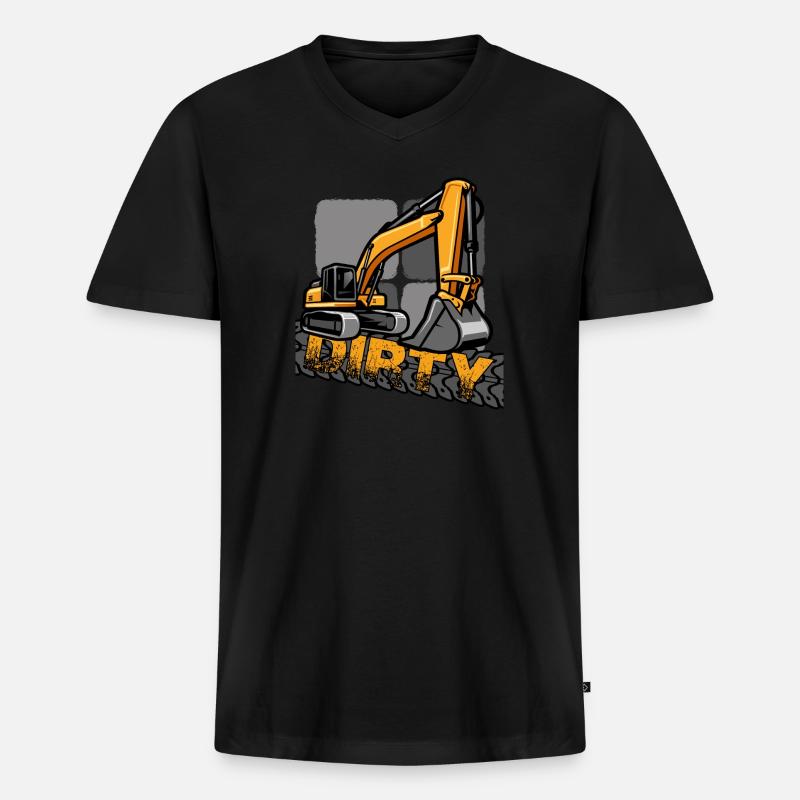 Baggerfahrer Baustelle Bagger Baufahrzeug - Männer Premium Bio T-Shirt mit V-Ausschnitt - Schwarz