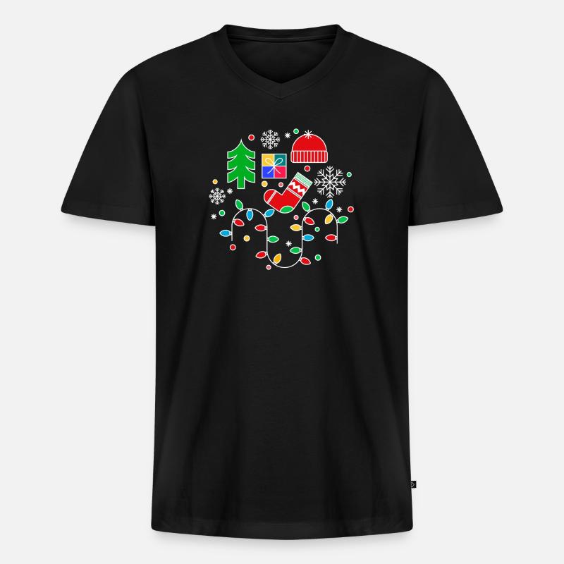 Frohe Weihnachten - Männer Premium Bio T-Shirt mit V-Ausschnitt - Schwarz
