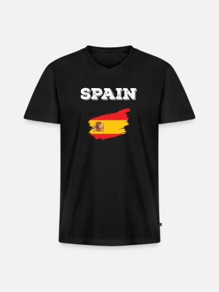 Spain Flag Spanish Flag Spanish Spain - Men's Premium Organic T-shirt with V-neck - black