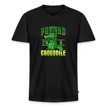 cooles Krokodil mit Spruch - Männer Premium Bio T-Shirt mit V-Ausschnitt - Schwarz - Vorne - Nico (187cm)