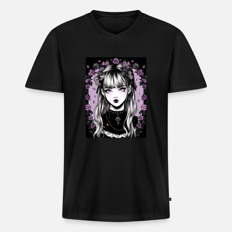 Anime, Mädchen, Geschenk - Männer Premium Bio T-Shirt mit V-Ausschnitt - Schwarz
