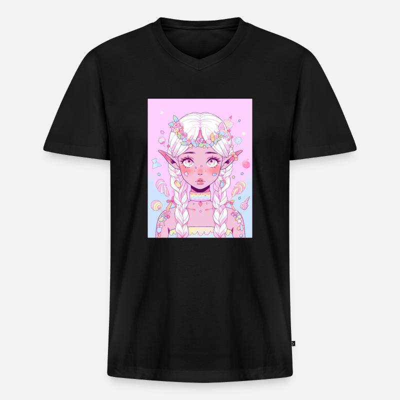 Anime Mädchen Geschenk - Männer Premium Bio T-Shirt mit V-Ausschnitt - Schwarz