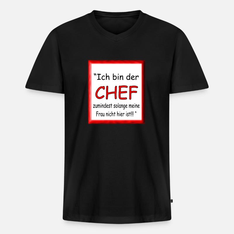 Ich bin der Chef - Männer Premium Bio T-Shirt mit V-Ausschnitt - Schwarz