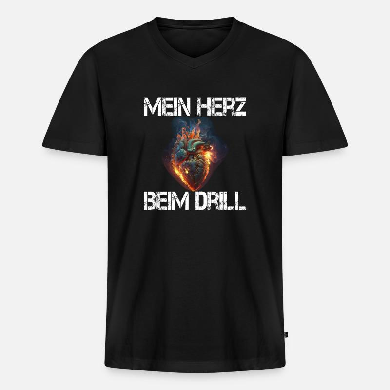 Herz Adrenalin Angeln Drillen - Männer Premium Bio T-Shirt mit V-Ausschnitt - Schwarz