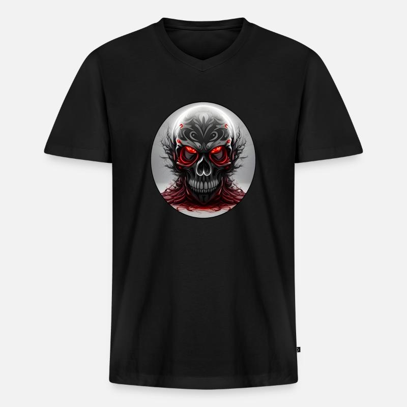 Darkside Design - Schädel Kunst 2 - Männer Premium Bio T-Shirt mit V-Ausschnitt - Schwarz