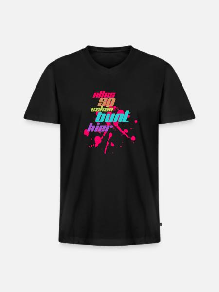 alles bunt - Männer Premium Bio T-Shirt mit V-Ausschnitt - Schwarz