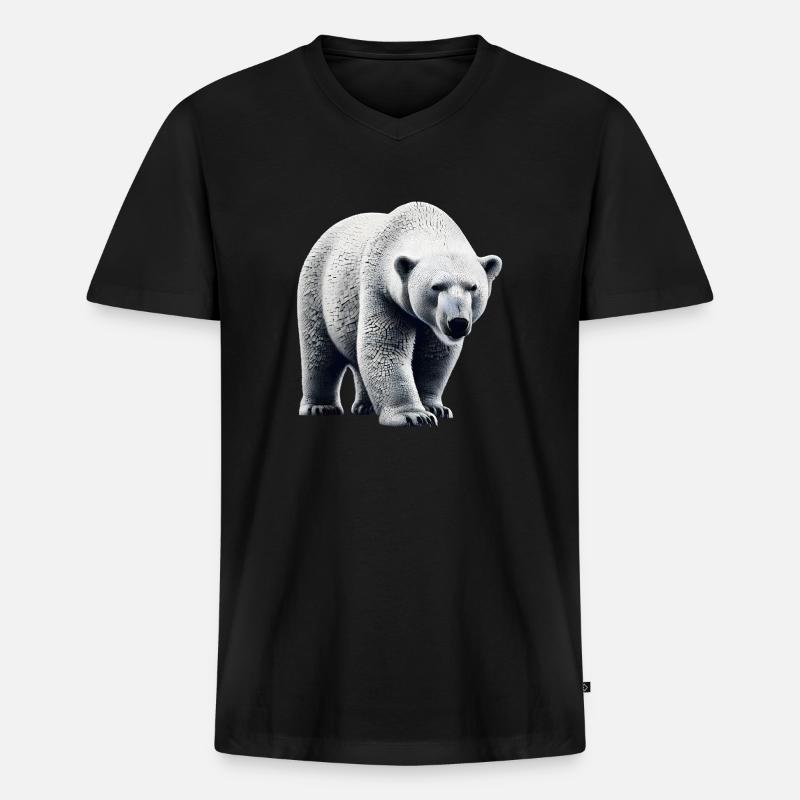 Eisbär - Männer Premium Bio T-Shirt mit V-Ausschnitt - Schwarz