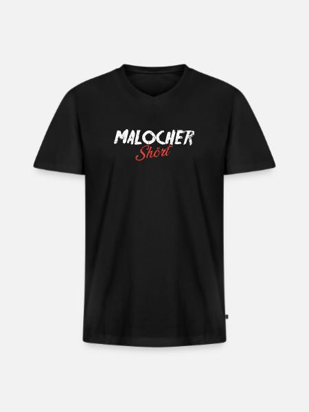 Malocher Shört - Männer Premium Bio T-Shirt mit V-Ausschnitt - Schwarz