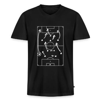 Fußball Taktik - Männer Premium Bio T-Shirt mit V-Ausschnitt - Schwarz - Vorne - Nico (187cm)