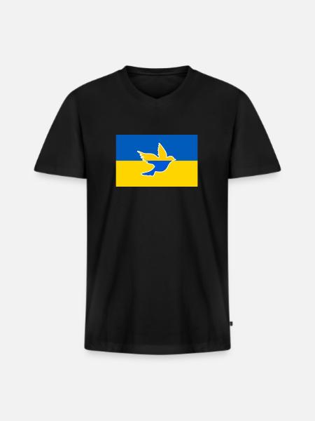 Ukraine peace dove - Men's Premium Organic T-shirt with V-neck - black