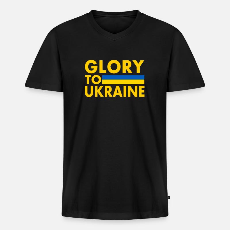 Glory to ukraine - Männer Premium Bio T-Shirt mit V-Ausschnitt - Schwarz