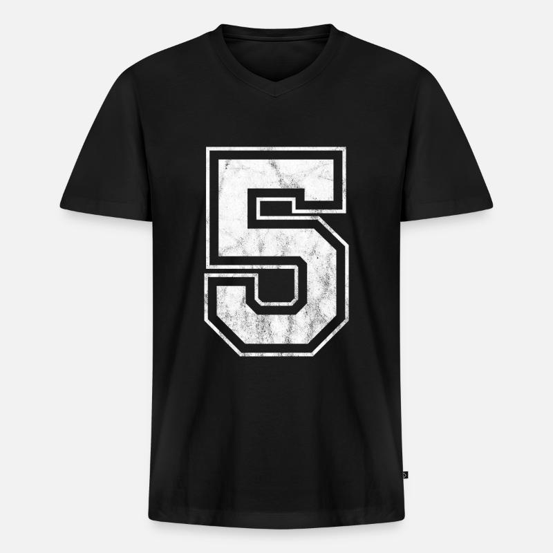 Nummer 5 - Männer Premium Bio T-Shirt mit V-Ausschnitt - Schwarz