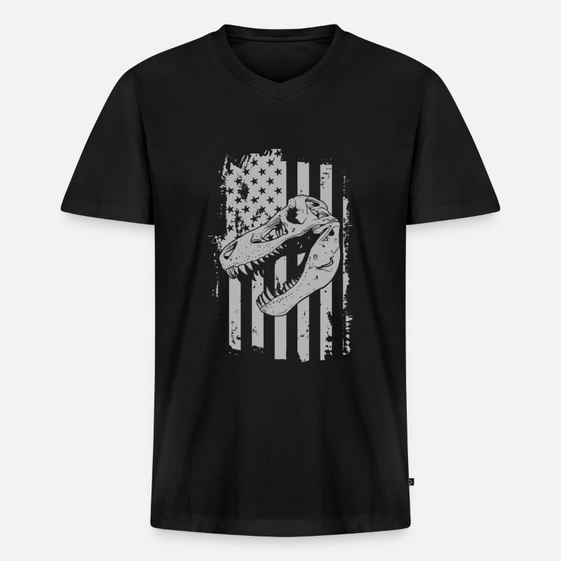 Dinosaurier Triceratops Fleischfresser Fossil - Männer Premium Bio T-Shirt mit V-Ausschnitt - Schwarz