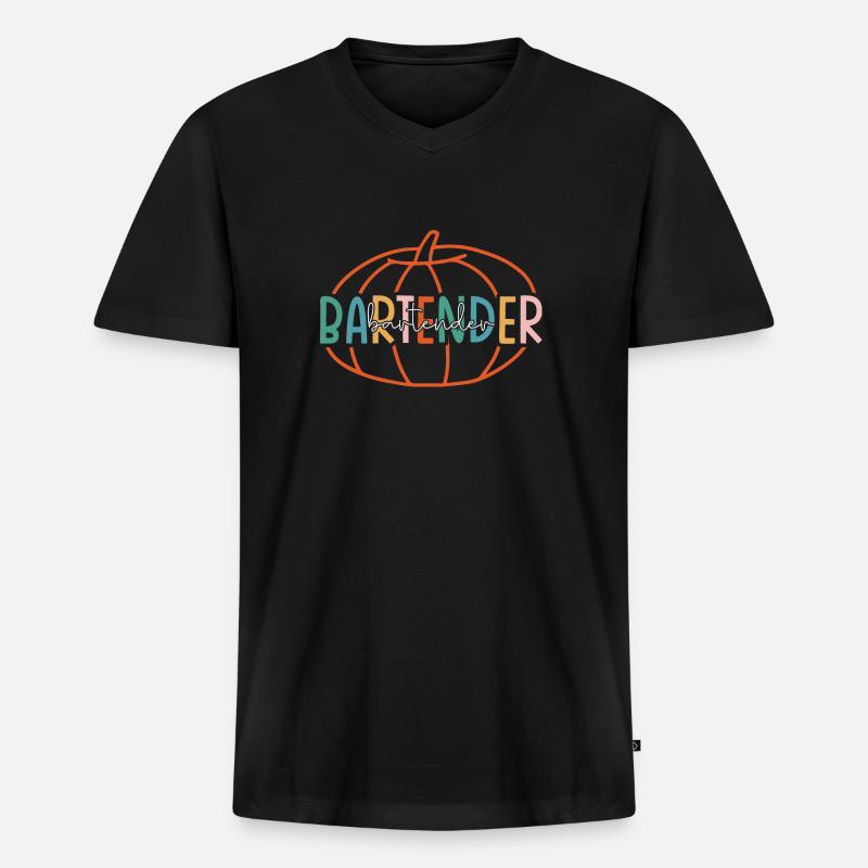 Bartender Thanksgiving Pumpkin Fall Outfit - Männer Premium Bio T-Shirt mit V-Ausschnitt - Schwarz