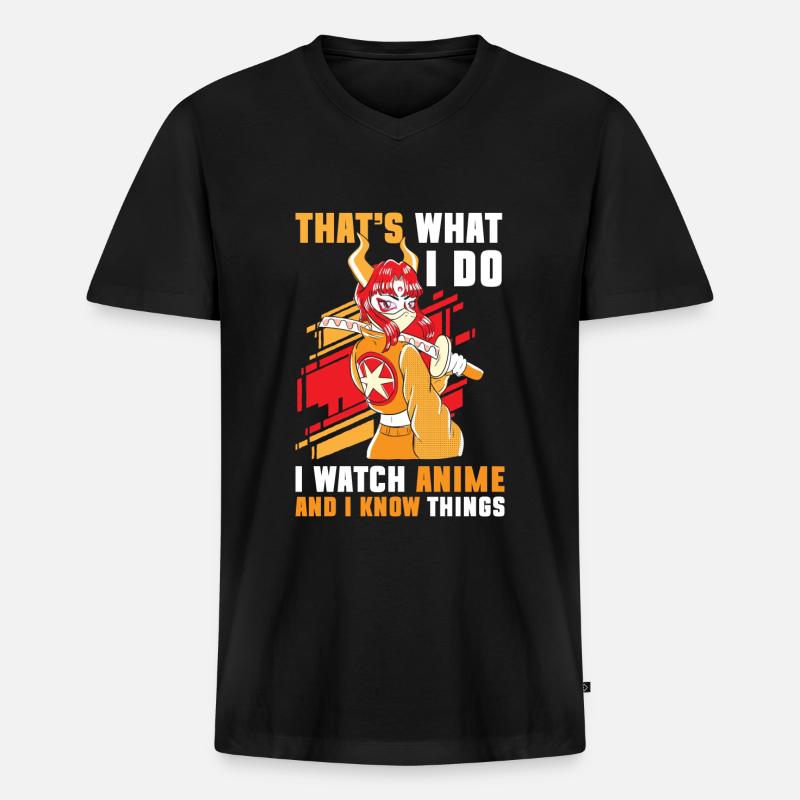Anime Japan Kunst Nerd - Männer Premium Bio T-Shirt mit V-Ausschnitt - Schwarz