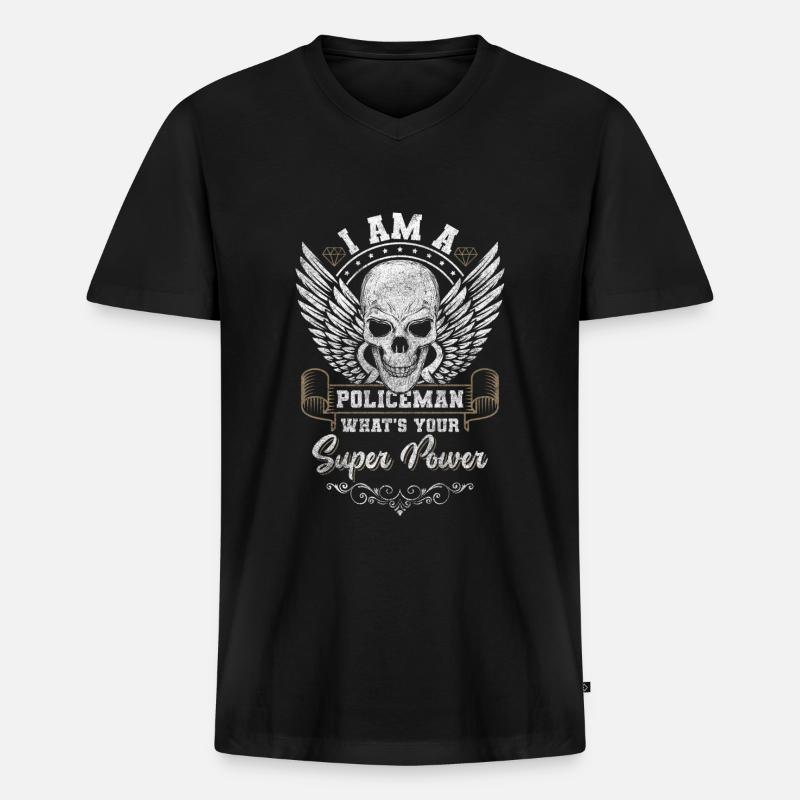 Polizei Beruf Kommisar Handschellen - Männer Premium Bio T-Shirt mit V-Ausschnitt - Schwarz