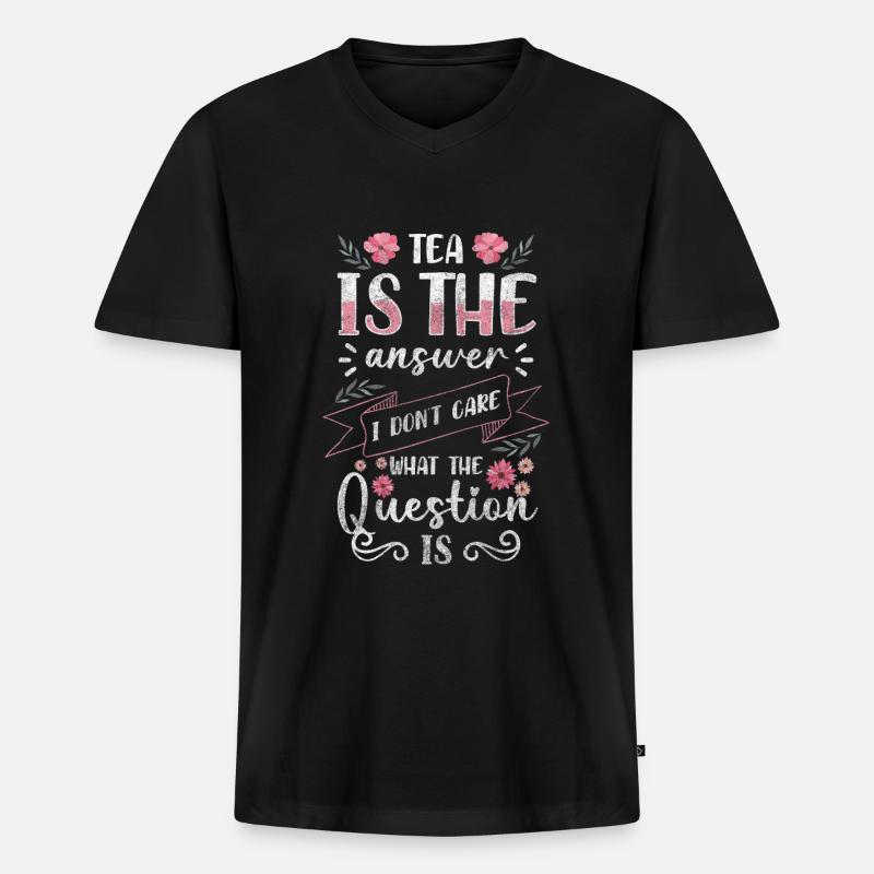Teetrinker Auszeit Warm Teezeit - Männer Premium Bio T-Shirt mit V-Ausschnitt - Schwarz
