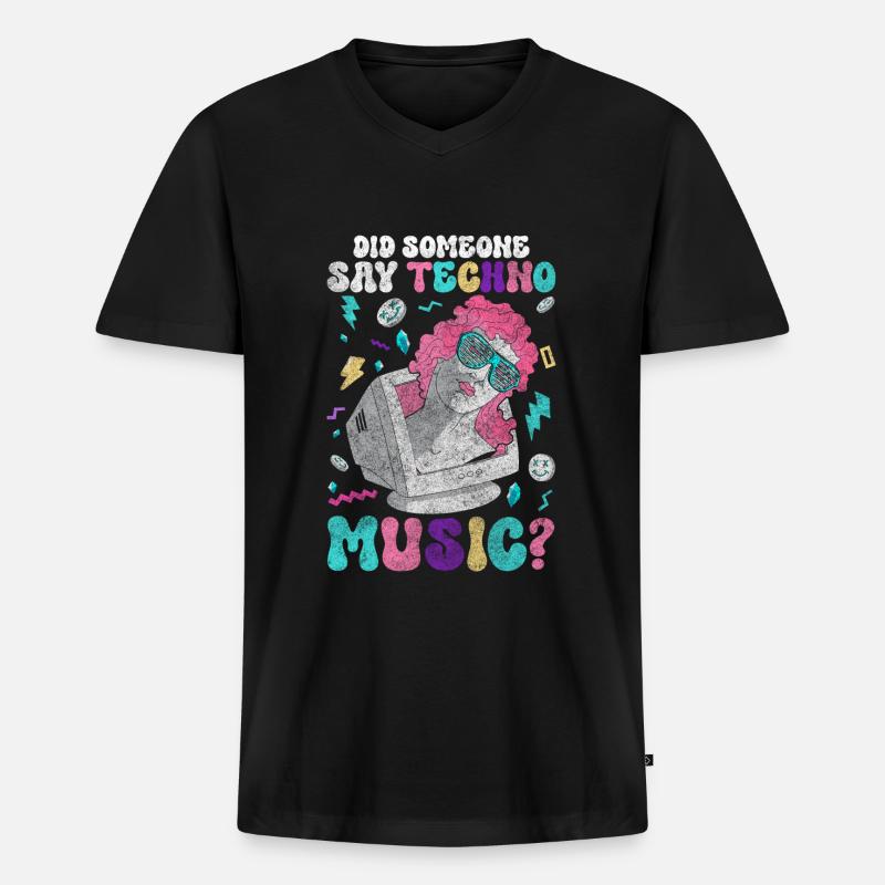 Techno Dubstep Raver - Männer Premium Bio T-Shirt mit V-Ausschnitt - Schwarz