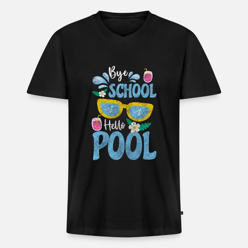 Swimming Pool Feier - Männer Premium Bio T-Shirt mit V-Ausschnitt - Schwarz