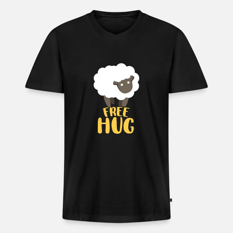 Umarmung Schaf - Männer Premium Bio T-Shirt mit V-Ausschnitt - Schwarz